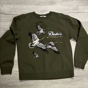 Dukes Barber Shop Albany Olive Green Men's Sweater Medium